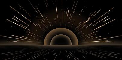 abstract fractal background burst line golden color with space explosion light with tunnel and rays of light for web page headers, web banners, ecommerce sign retail shopping, advertisement business vector