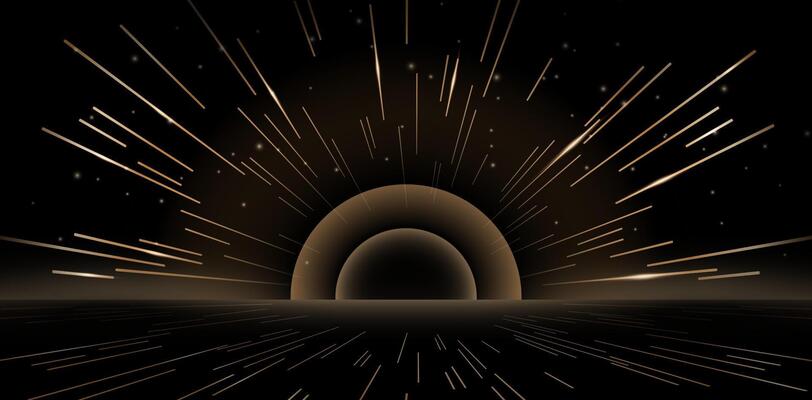 abstract fractal background burst line golden color with space explosion light with tunnel and rays of light for web page headers, web banners, ecommerce sign retail shopping, advertisement business
