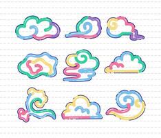 a collection of colorful clouds element design vector