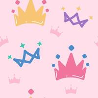 cute seamless pattern of crown with pink background vector