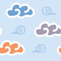seamless pattern hand drawn cloud background vector