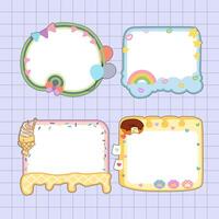 a set of balloon and rainbow memo design frame vector