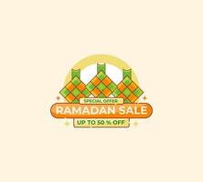 Ramadan sales with special offer templates and using flat design ketupat icons vector
