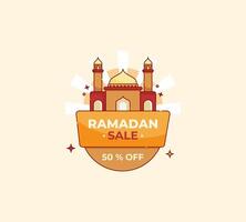 Ramadan sales in flat style and using the concept of a mosque icon vector