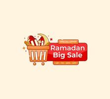 Ramadan sale template with shopping cart concept vector