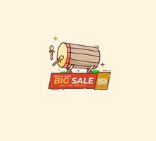 Ramadan sales template with a drum icon concept and can be used for business purposes vector