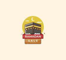 Ramadan sales template with the Kaaba concept vector