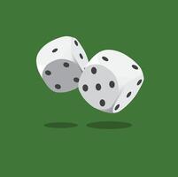 Dice design isolated on green background. Two dice casino gambling template concept. Casino background. vector