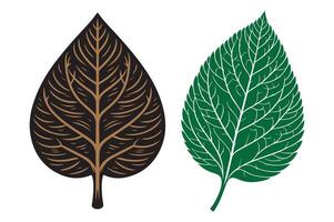 silhouette and green leaf art with white background vector