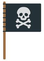 Flat icon of pirate flag with skull and crossbones isolated on white background. vector