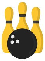 Golden bowling ball and pin icon isolated on white background. vector