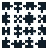 Puzzle flat icon set isolated on white background. vector