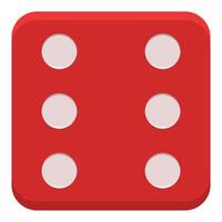 Casino dice red flat icon isolated on white background. vector