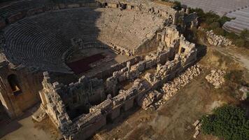 View from the air on the Greco-Roman amphitheater built in Myra in Turkey video