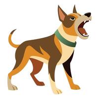 llustration of a Barking Dog in a Cartoon Style with a Strong and Alert Expression vector