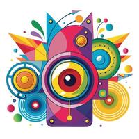 Dynamic Audio Speaker Art with a Modern and Funky Abstract Style vector