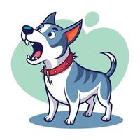 Colorful Digital Artwork of a Dog Barking with Open Mouth and Sharp Teeth vector