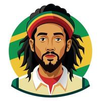 Iconic Rastaman with a Red, Yellow, and Green Headband and Dreadlocks vector