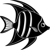 Minimalist Black and White Angelfish with Elegant Striped Design vector