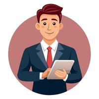 Successful Businessman with a Tablet Representing Digital Business and Innovation vector