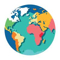 Modern Illustration of a World Map Featuring Distinctly Colored Continents vector