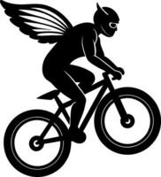 Creative Illustration of a Man on a Bicycle with Wings, Depicting Freedom and Adventure vector