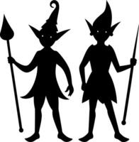 Enchanting Elf Silhouettes in a Mysterious and Fantasy-Inspired Design for Mythical Artwork vector