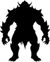 Spiked Armor Orc Silhouette, a Ferocious and Battle-Ready Warrior for Fantasy Themes vector