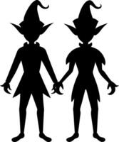 Magical Elf Silhouette Depicting Mythical Woodland Creatures in Shadow Form vector