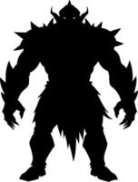 Black and White Orc Illustration Showcasing a Fantasy Monster in a Dominating Pose vector