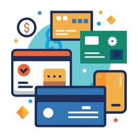 Modern Digital Payment and Credit Card Icon Set for Online Transactions and E-Commerce vector