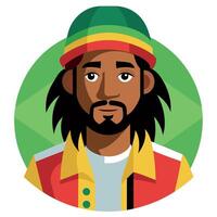 Stylized of a Rastaman with Dreadlocks and a Rasta Hat vector