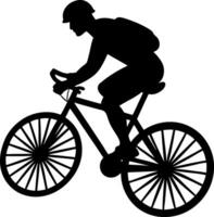 Silhouette of a Winged Cyclist Performing an Aerial Stunt on a Bicycle in a Fantasy-Inspired Design vector