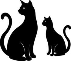 Elegant Black Cat Silhouettes Minimalist Feline Illustration with Mysterious Expressions vector