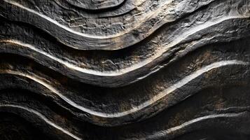 Dark Wavy Textured Surface with Metallic Highlights photo