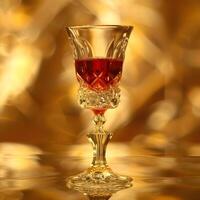 A glass of red wine on a golden background photo