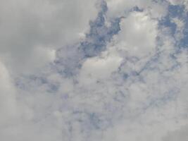 A vast expanse of clear blue sky with a few wispy clouds dotting the horizon. photo