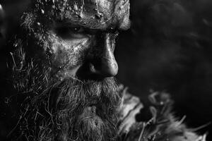 A man with a beard and beard in black and white photo