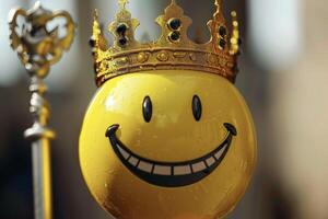 A smiley face with a crown on it photo