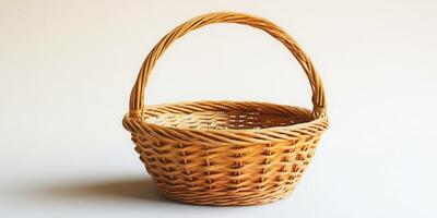 Woven wicker basket with handle ideal for carrying fruits or flowers in a versatile and natural design photo