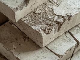 Stacked Concrete Blocks Showing Texture and Damage photo