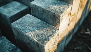 Stacked Concrete Blocks in a Construction Site photo