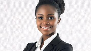 A beautiful black woman in a business suit photo