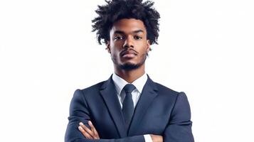 A young black man in a suit and tie photo