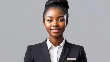 A young black woman in a business suit photo