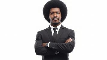 A man with an afro in a suit and tie photo