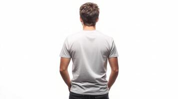 Back view of a man in a white t - shirt photo