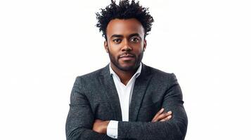 A black man with a beard and a suit photo