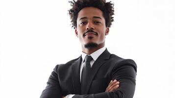 A young black man in a suit and tie photo