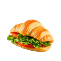 A croissant sandwich with lettuce and tomatoes png